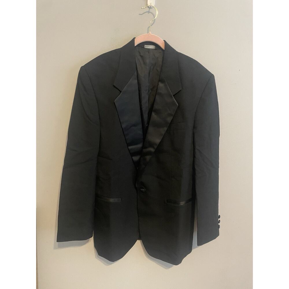 Giorgio Bissoni Mens Black Wool Tuxedo‎ Jacket & Pants Sz 44Reg Jacket 34R Pants